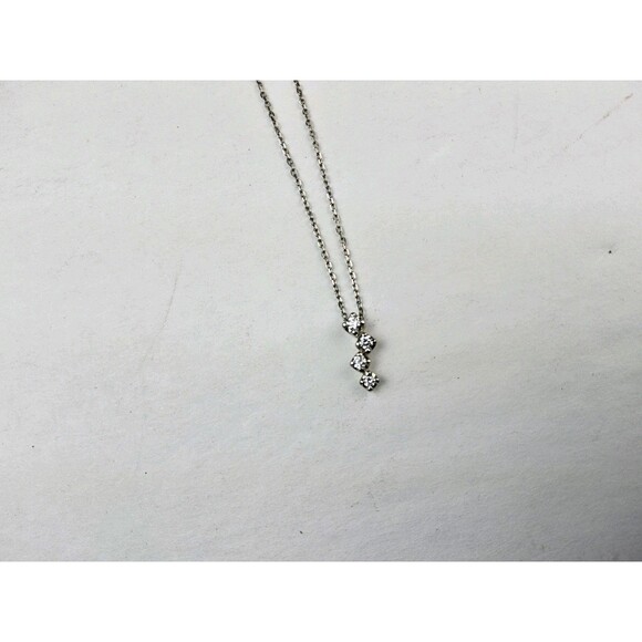 4C Platinum Natural Diamond 4 Stone Necklace - Picture 7 of 12